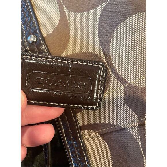 Coach Signature Brown Tote Bag Medium Women's Spacious Interior - Picture 10 of 16